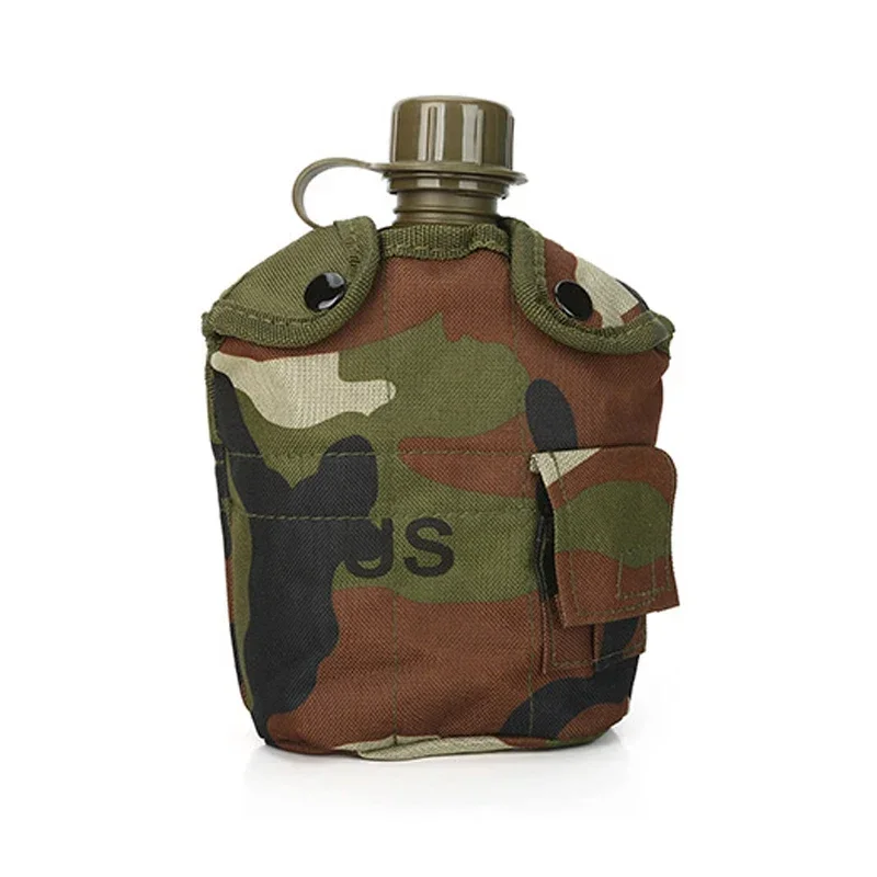 Military Tactical Canteen Bottle Hip Flask Aluminum Camping Survival Sports Water Bottle Kettle with Cover Outdoor Drinkware