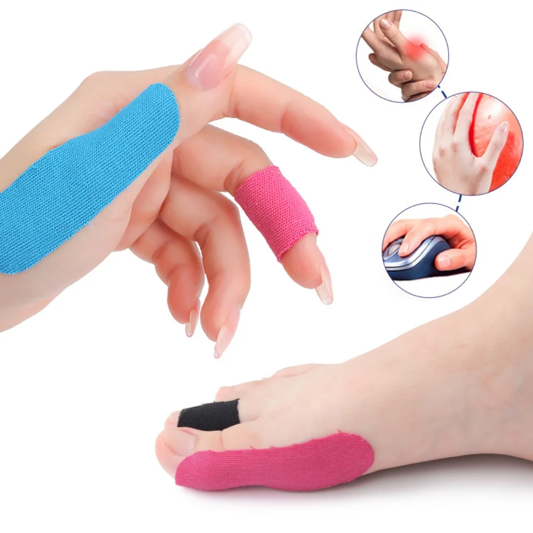 50 Patches Elastic Sports Finger Tape Bowling Thumb Protective Tape Fingertoes Support Patch Anti-Friction Stretchy Toes Tape