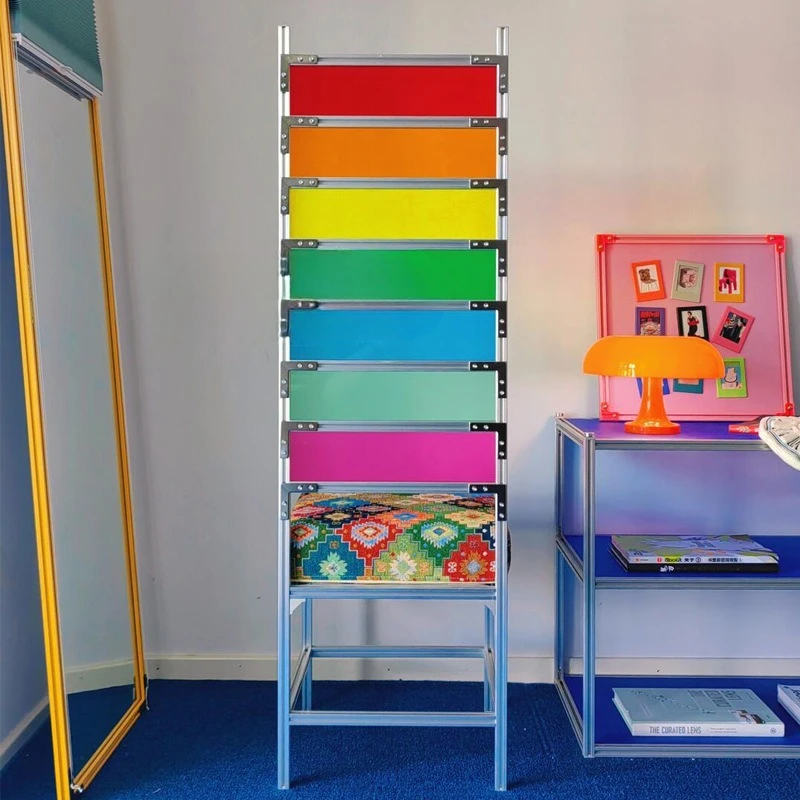 Simple and creative rainbow chair with backrest multi-layer acrylic color decorative frame