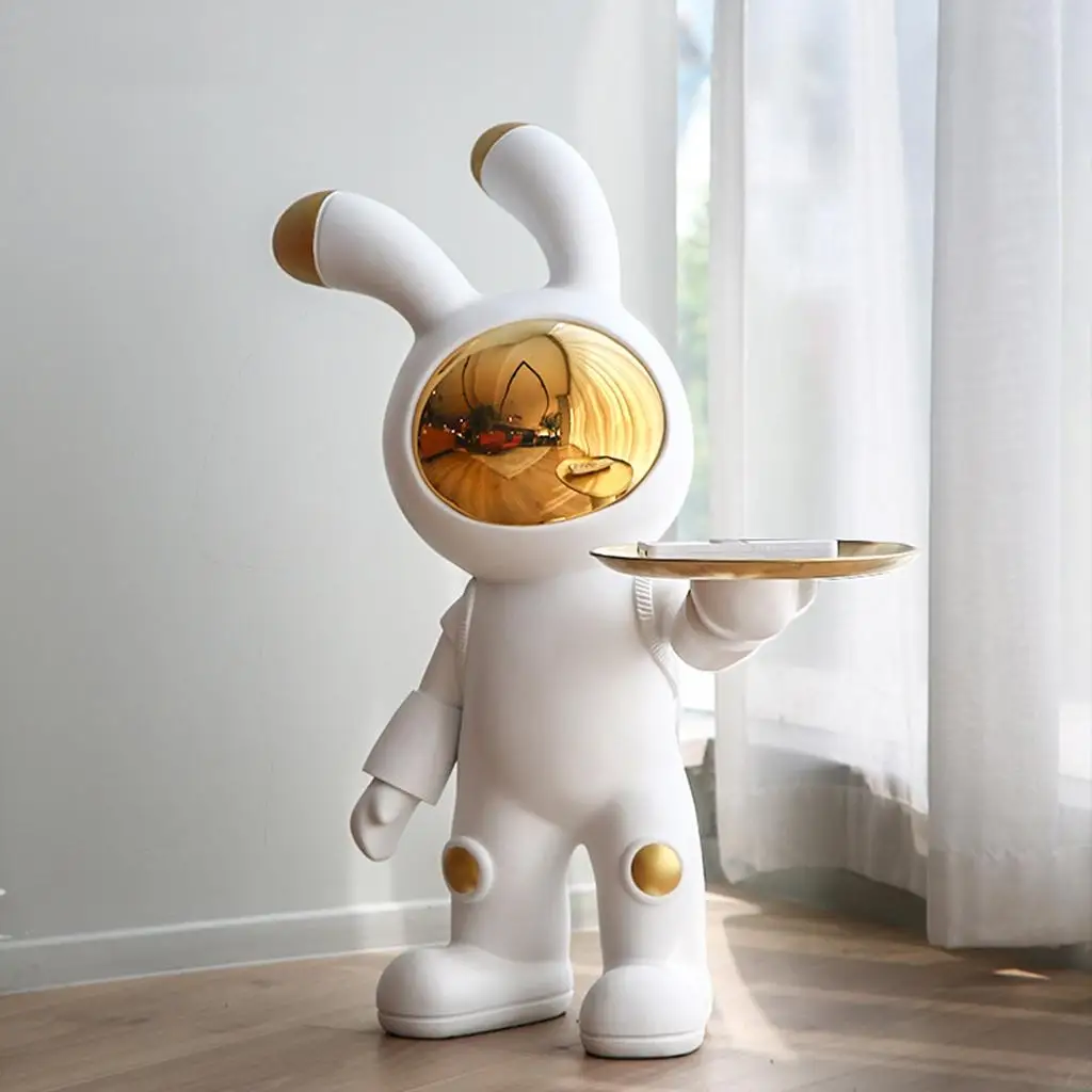 Fashion Space Rabbit Statue Desk Sundries Container Rabbit Sculpture Storage Box Table Decoration