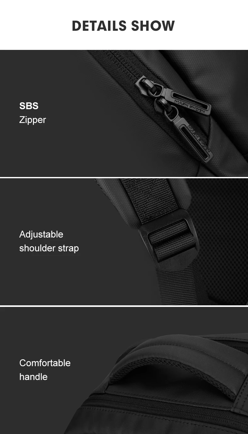 Mark Ryden Mann Rucksack wasserdicht 15,6 Zoll Laptop mehr schicht ige Taschen Tasche Mann USB Aufladen Schul rucksack Reise Mochi las – Detail 10