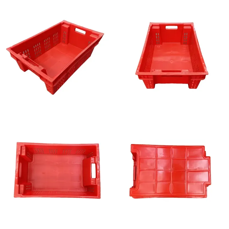 Food Grade Seafood Turnover Box Space Saving Stacking Plastic Container Red