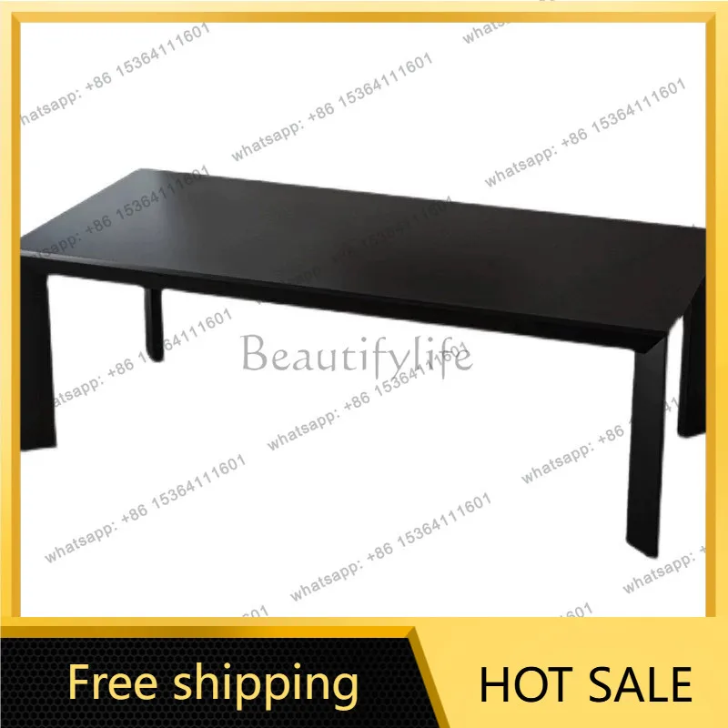 XX. Italian minimalist black solid wood dining table household small apartment log dining table