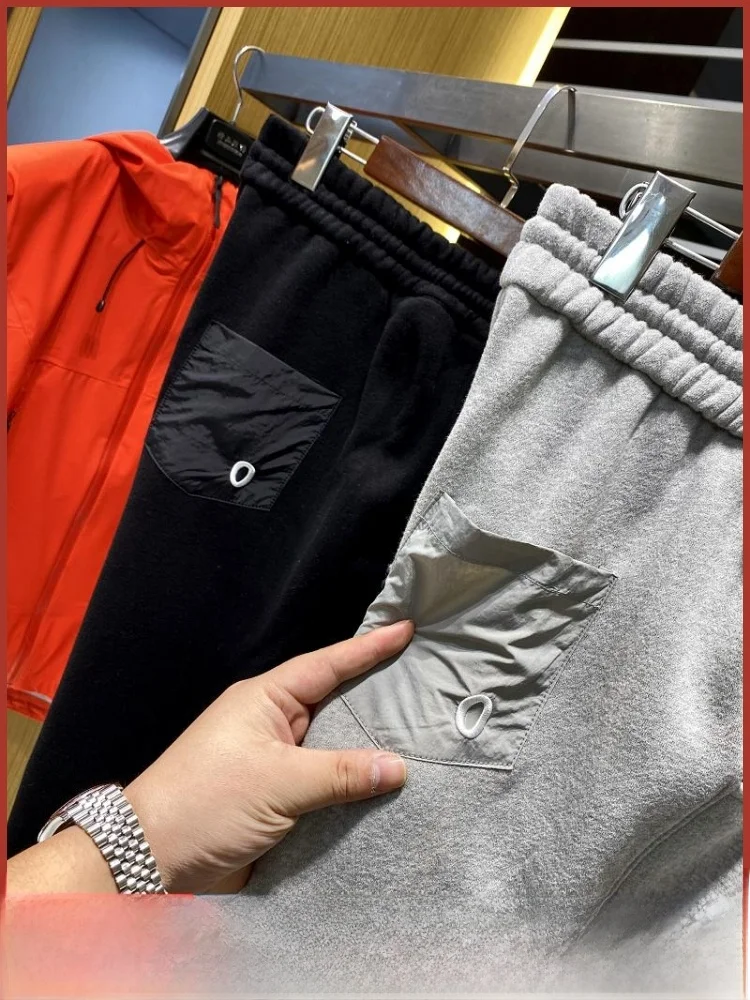 

Мужские повседневные брюки, новые зимние свободные прямые спортивные штаны с эластичной резинкой на талии, мягкие теплые длинные молодежные активные брюки, чистый цвет