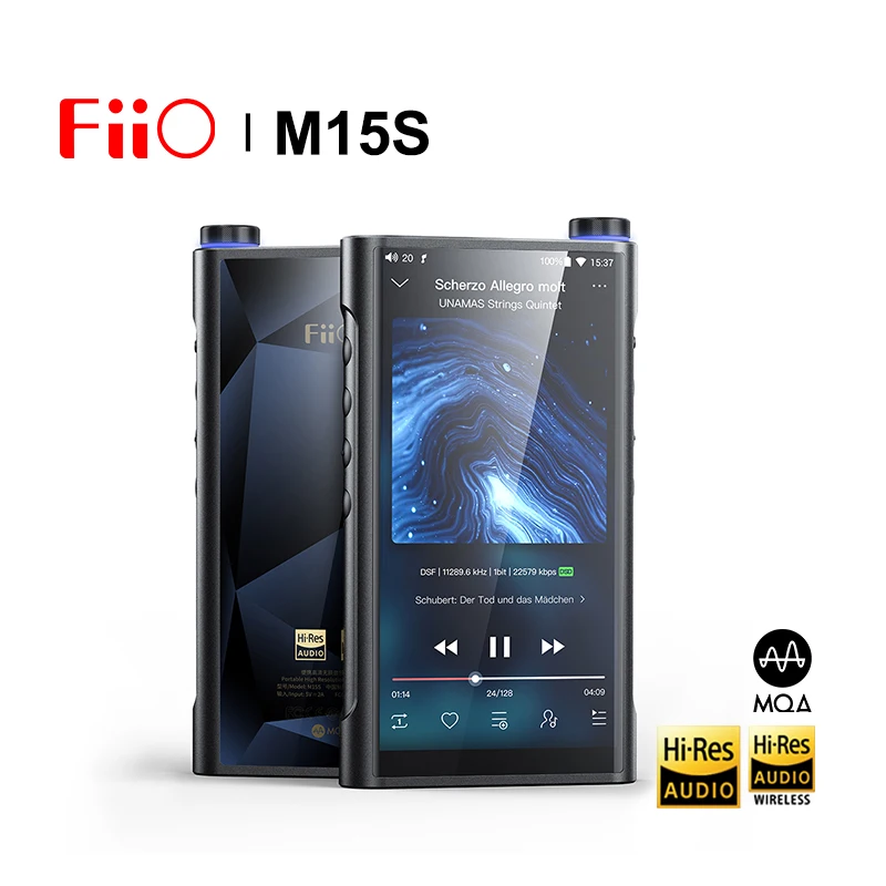 

Портативный музыкальный плеер FiiO M15S, Android 10, Hi-Res звук без потерь, MP3, чип ЦАП MQA ES9038PRO, Snapdragon 660, Bluetooth 5,0 LDAC