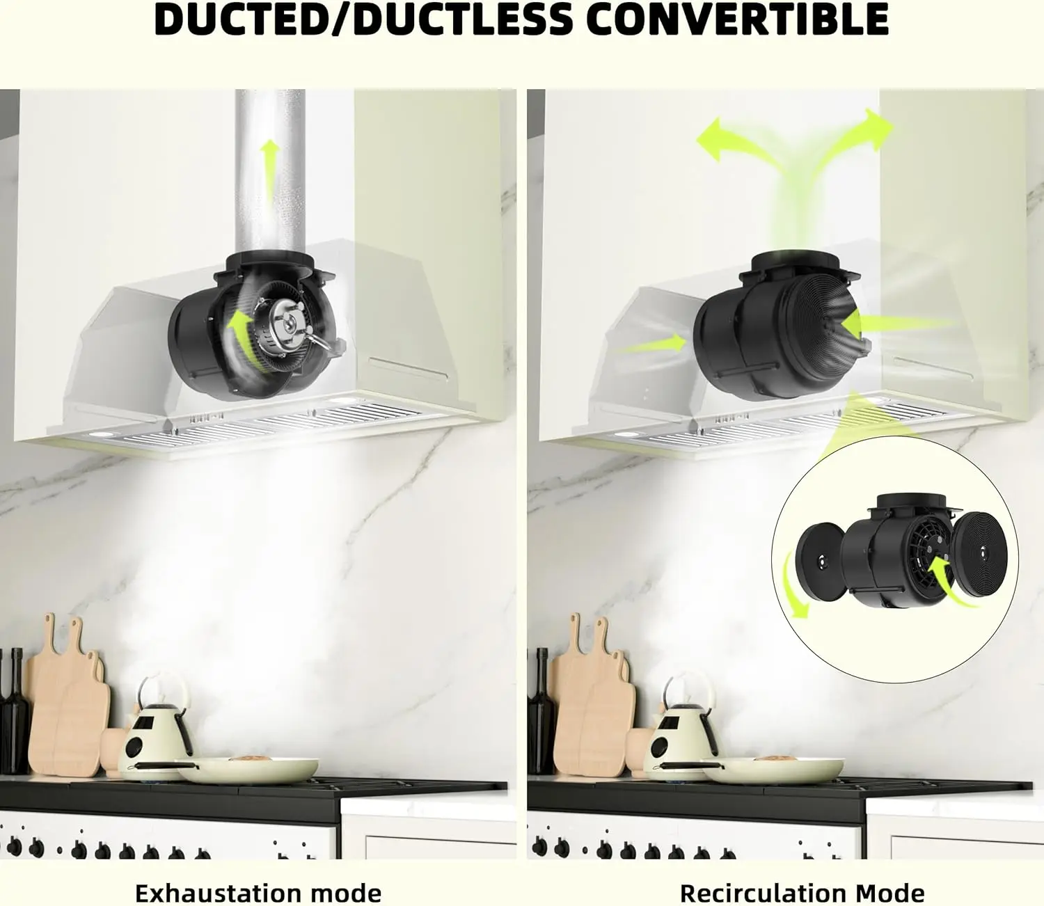 Range Hood Insert 30 inch, Built-in Kitchen Hood with 600 CFM, Ducted/Ductless Convertible Kitchen Vent Hood,