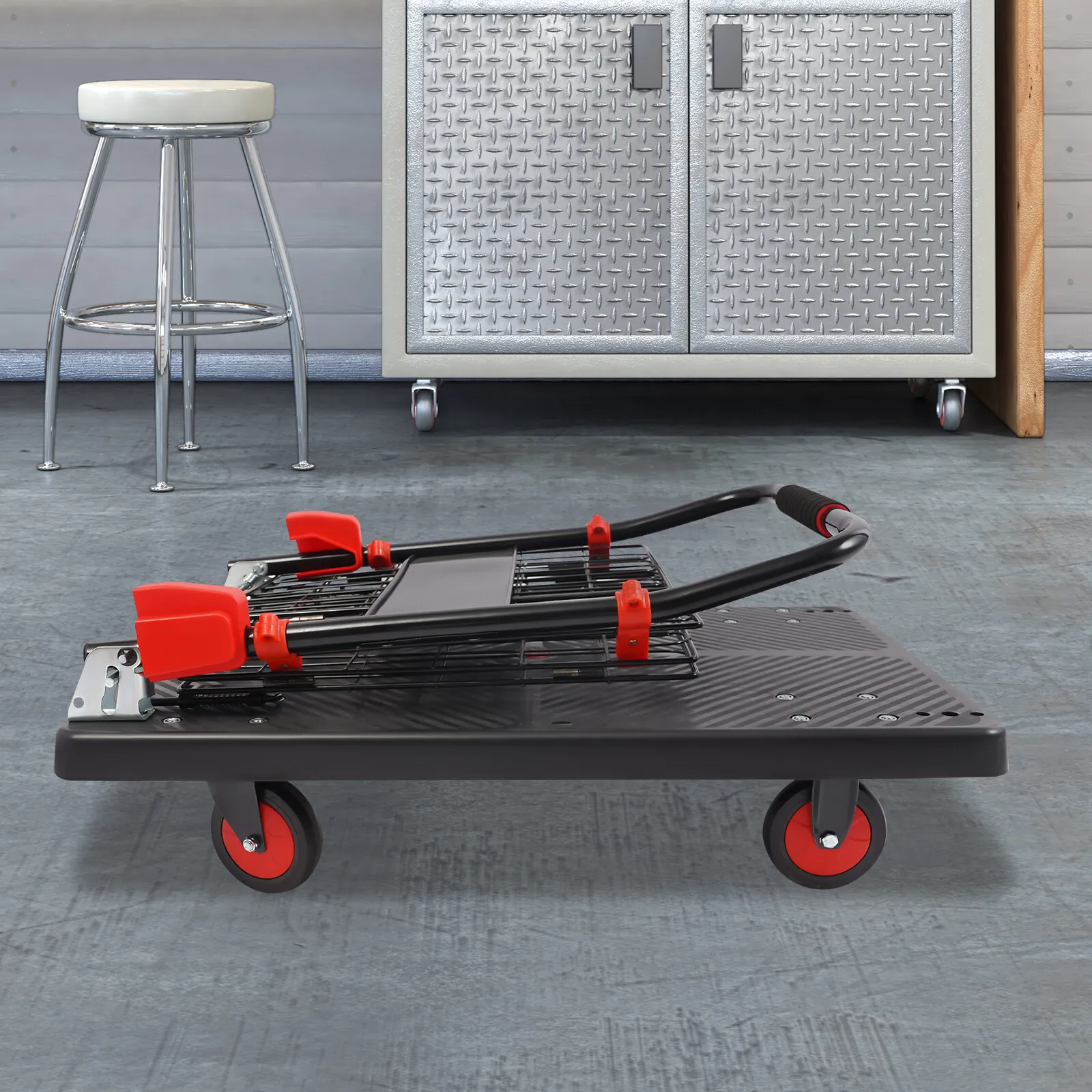 

Тележка-платформа усиленная для перевозки грузов с отсоединяемым контейнером, грузоподъемность 300 кг