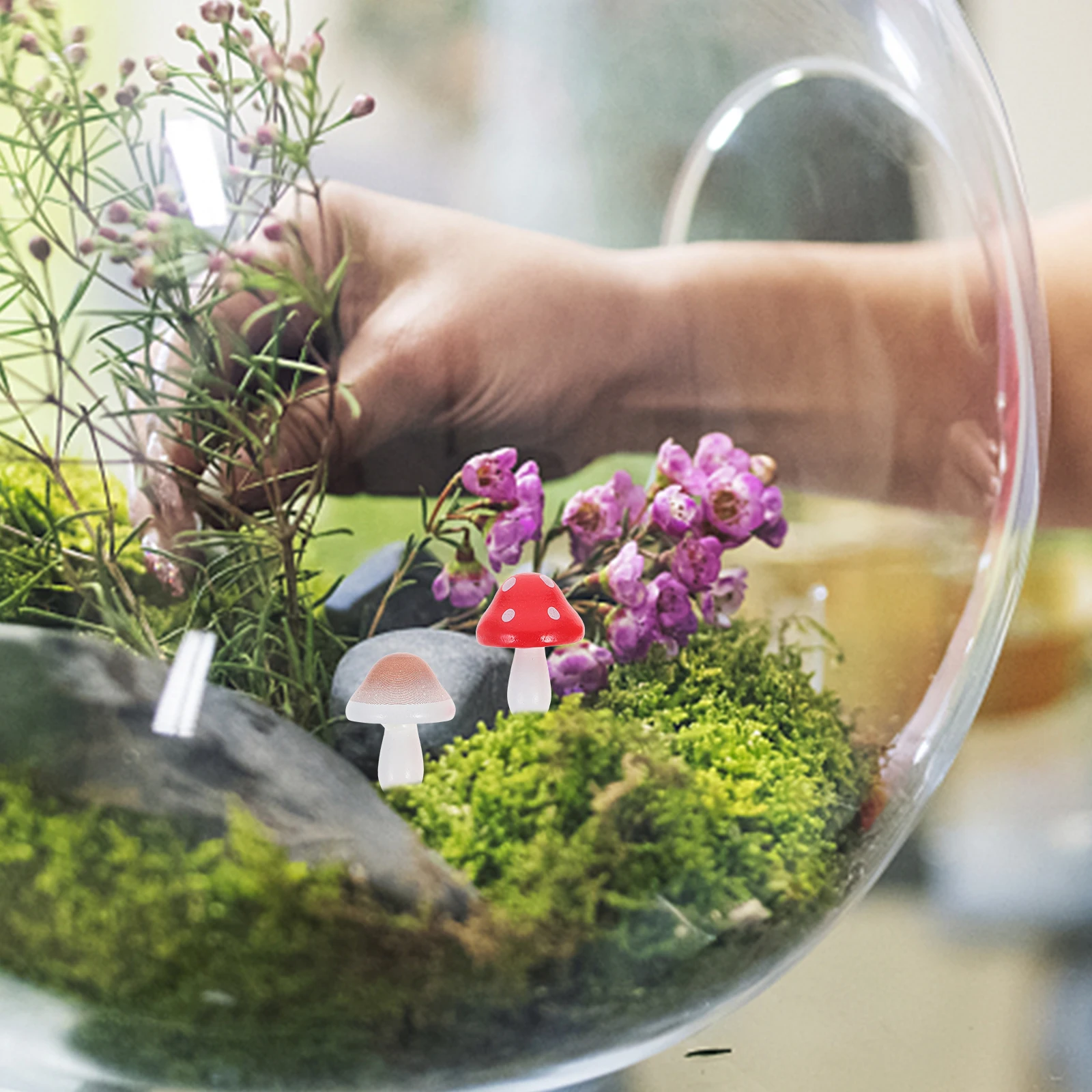 

20Pcs Natural Wood Mushroom Decorations Miniature Landscape Ornaments for Garden Lawn Yard Home Succulent Pots