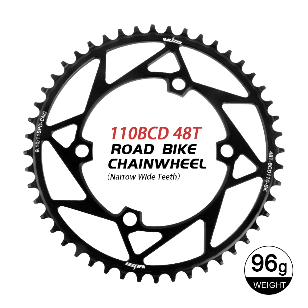 WUZEI Rennrad-Kettenblatt 110 BCD 36/38/40/42/44/46/48/50/52/54/56/58T schmales breites Sterne-Kettenrad 4 Schrauben für Shimano R7000 4700