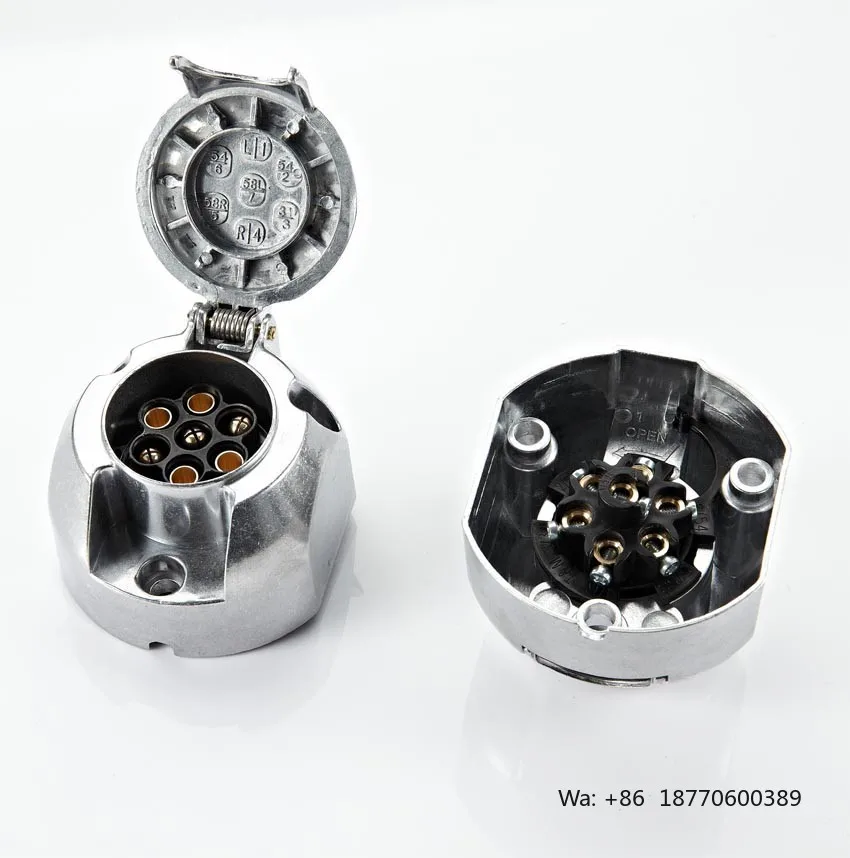 OEM 7way Trailer Socket Metal 12V Tow Connector Waterproof Aluminium Alloy Towing Hitch 7Pin Female for Trucks, Motorhomes, Boat