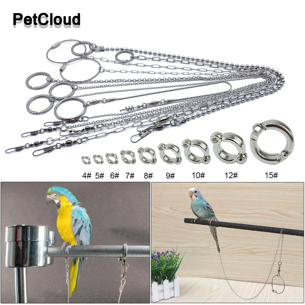 Stainless Steel Parrot Chain Bird Foot Ring Stand Chain Parrot Rope Bird Chain Anti Bite Wire Rope Outdoor Flying Training