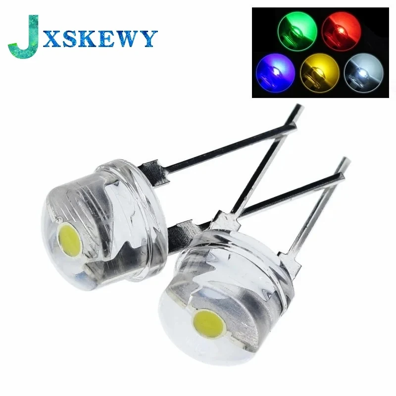 

10Pcs New F8 8mm 0.5W 3.0-3.2V Straw hat LED White Super bright LED lamp Wide Angle Transparent LED Lamp Strawhat LED