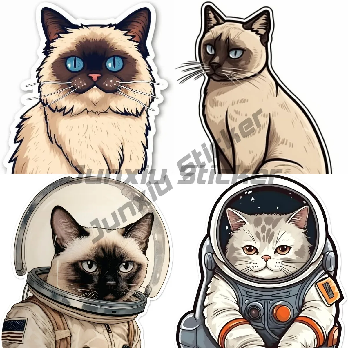 

Cartoon Graphics Siamese Cat Vinyl Stickers Suitable for Car, Laptop, Glass Cup, Tablet, PVC Decoration, Etc