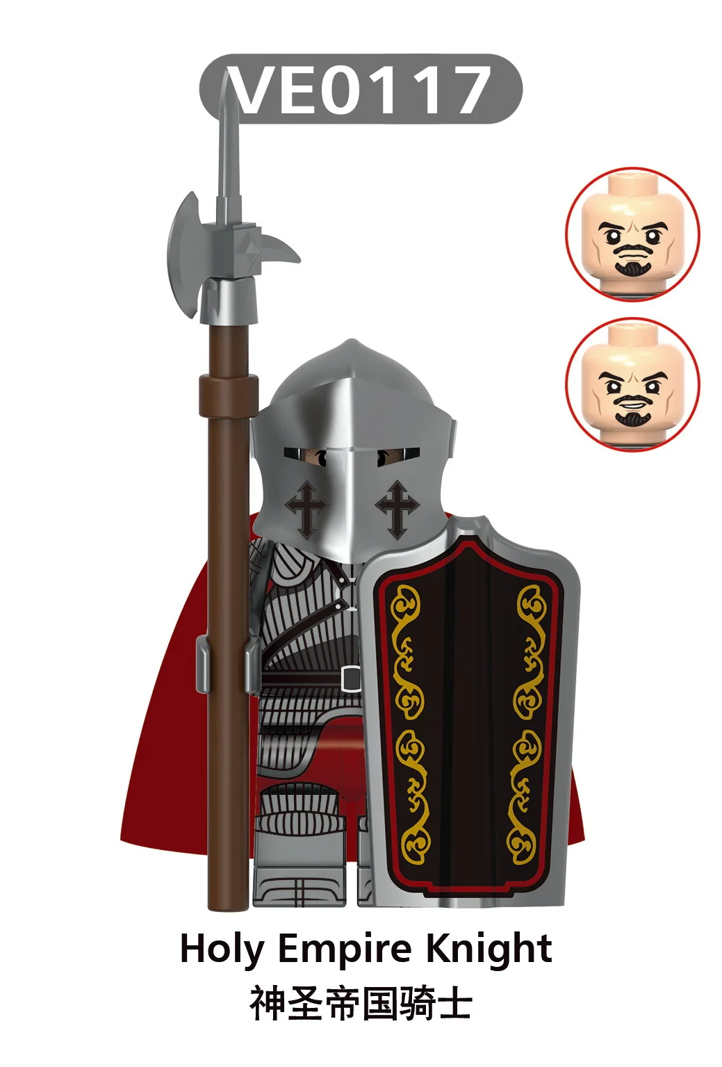 Mittelalterlicher Ritter Schwarzer Falke Krieger Wächter Bausteine Burg Militär Soldaten Figuren Armee Kriegszubehör Bausteine Spielzeug – Detail 3