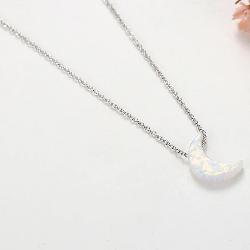TONGZHE Cute Small Sparkling Moon Pendant Necklace for Women Sterling Silver Jewelry 925 Necklace Link Chain Choker Bijoux Femme
