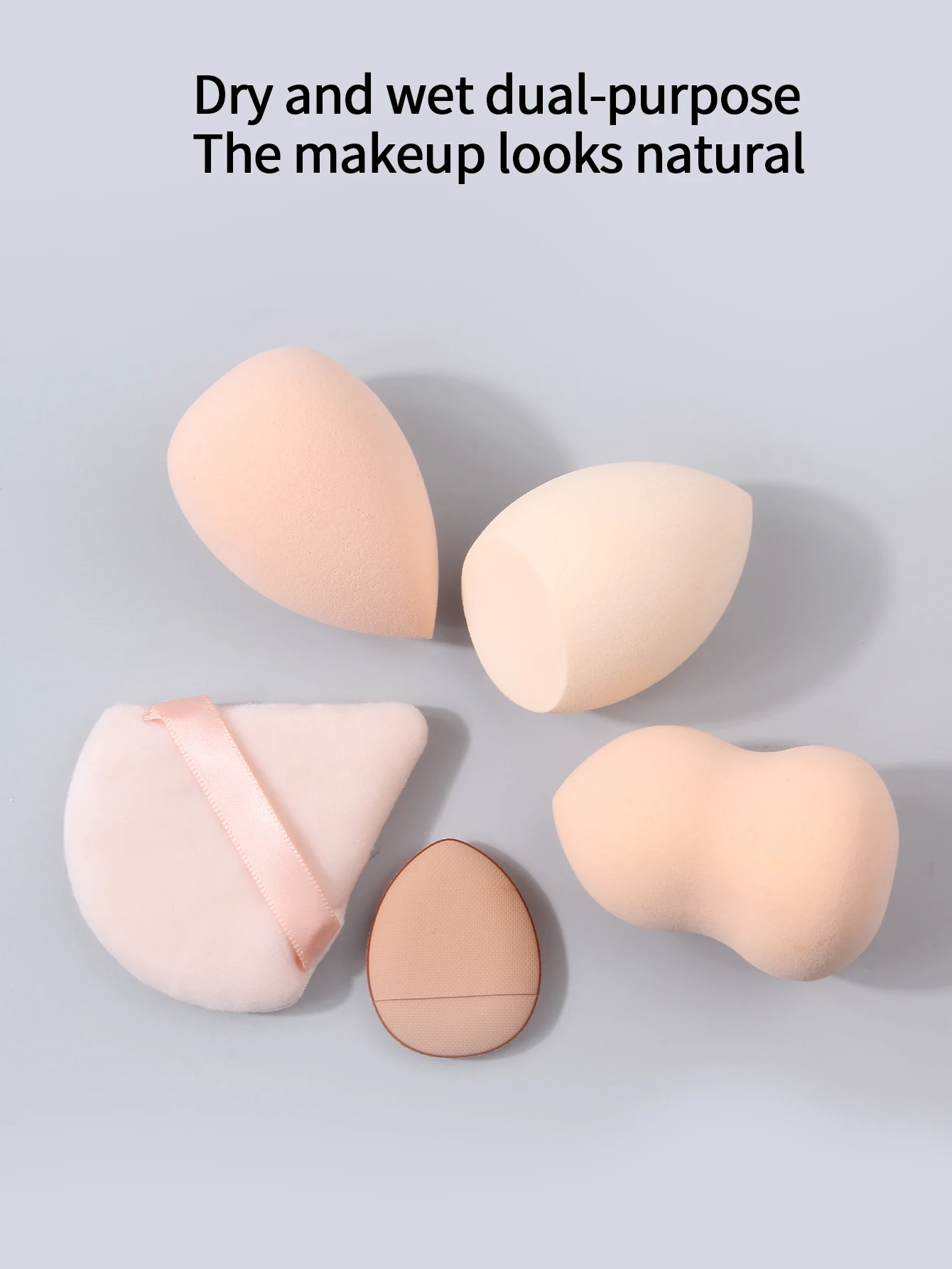 휴대용 메이크업 스펀지 파우더 퍼프 5종 세트, 플로킹 삼각형 파우더 퍼프, 메이크업 에그 미니 컨실러 파우더 퍼프