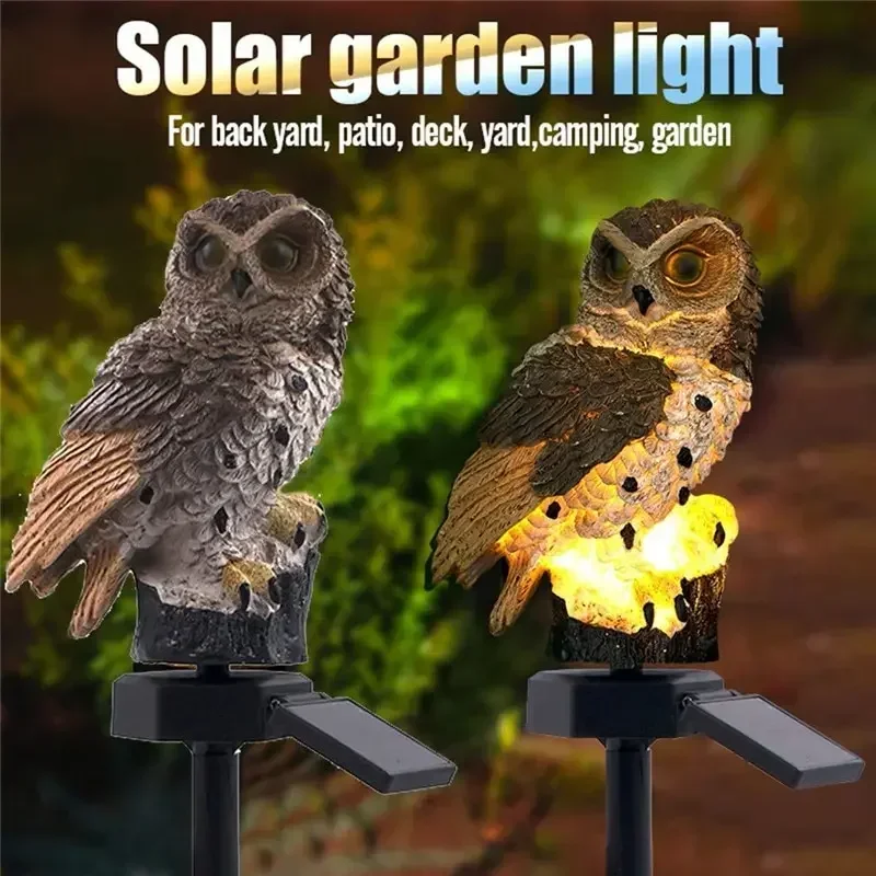 

Solar Owl Resin Lamp Outdoor Garden Yard Lawn Decorative Floor Lamp Landscape Night Light Animal Themed Lighting