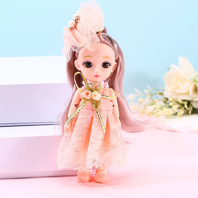 16 ซม.เด็กน่ารักแต่งตัวเจ้าหญิงตุ๊กตาตุ๊กตาBJD 1/12 พร้อมเสื้อผ้าและรองเท้าDIYเคลื่อนย้ายได้ 13 ข้อต่อแฟชั่นรูปตุ๊กตาสาวของขวัญ
