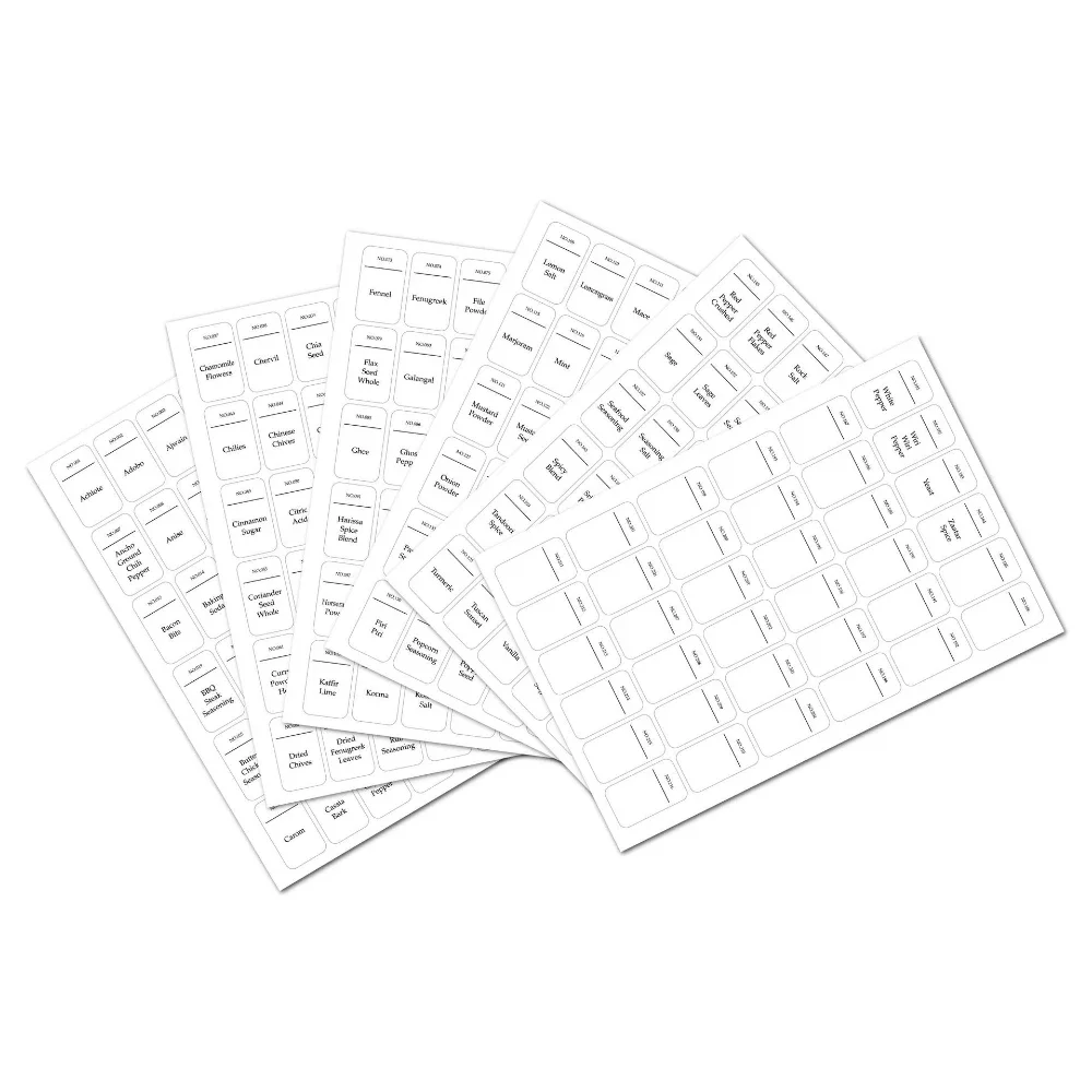 216/208 pcs stickers for spices Label English French spice jars stickers White Pantry Adhesive Kitchen Storage jars Bottle Tags