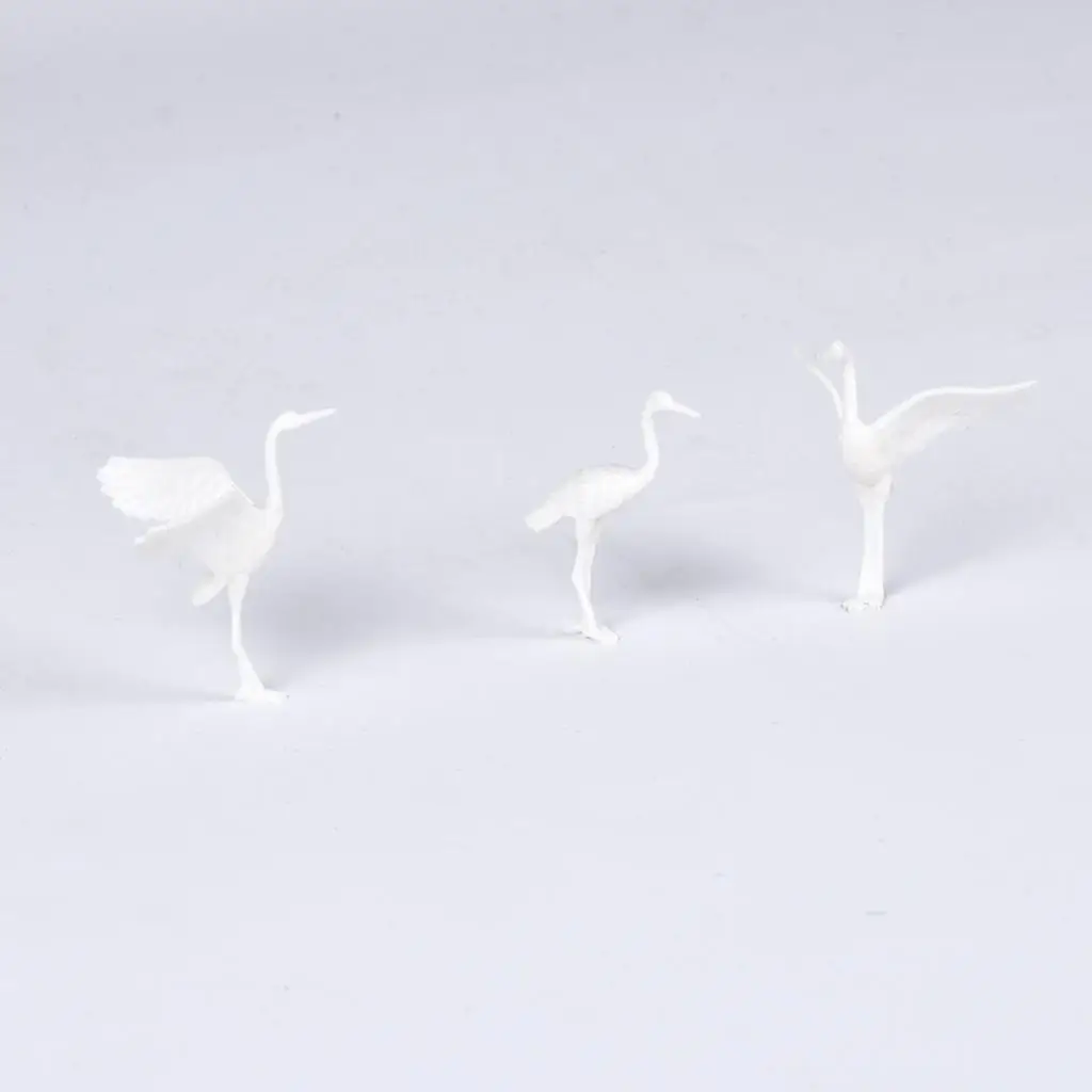 Miniature Crane Birds Animal Figurines Plastic Micro Landscape Set Collectible Miniatures for DIY Fairy Garden