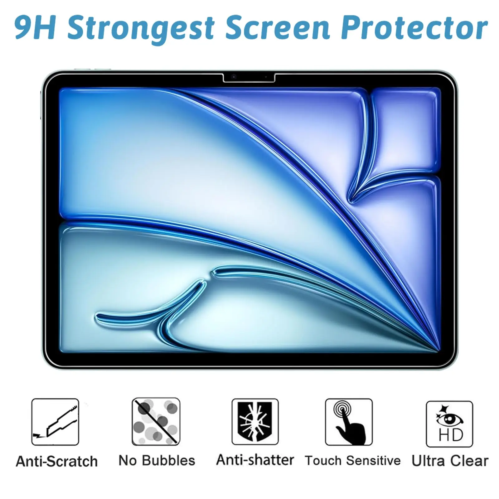 For iPad Air 11 Inch M2 (2024 6th Generation) Screen Protector HD 9H Hardness Clear Anti Scratch Tempered Glass Film