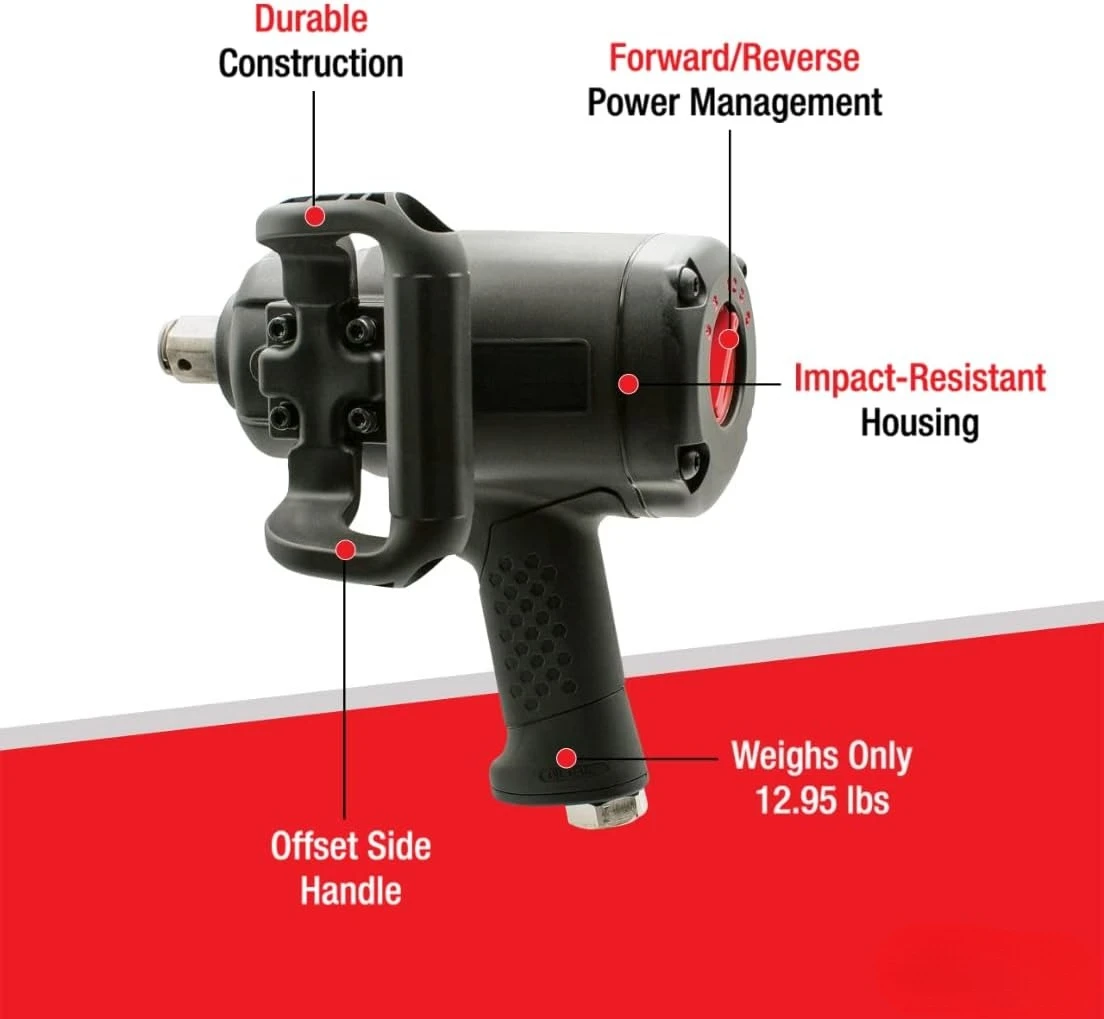 أدوات تعمل بالهواء المضغوط 1870-P 1 بوصة مفتاح ربط بمقبض مسدس مركب فائق التحمل 2,100 قدم-رطل