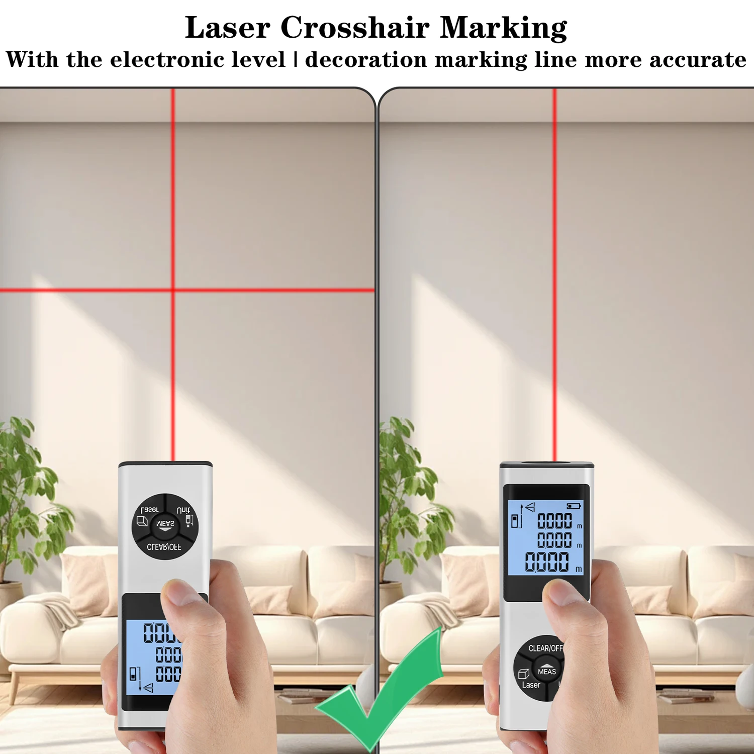 70m laser rangefinder cross laser horizontal vertical digital display laser rangefinder lithium battery instrument tool