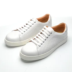 Luxury Designer Brand Shoes White Men's Casual Skateboard Black Genuine Leather Lace Up Skate Oxfords Daily Social Man Sneakers