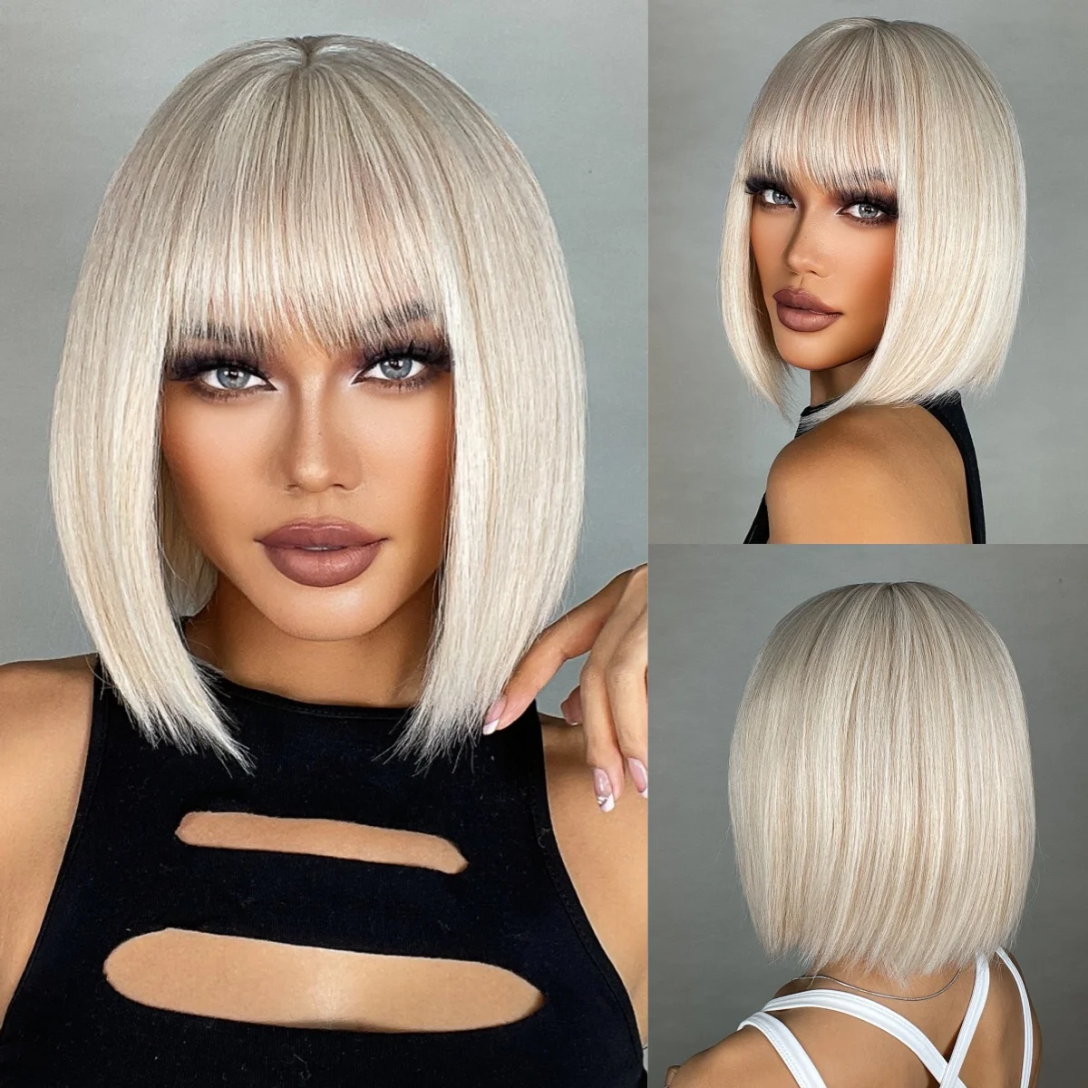 

Женский короткий прямой синтетический парик для косплея, с челкой