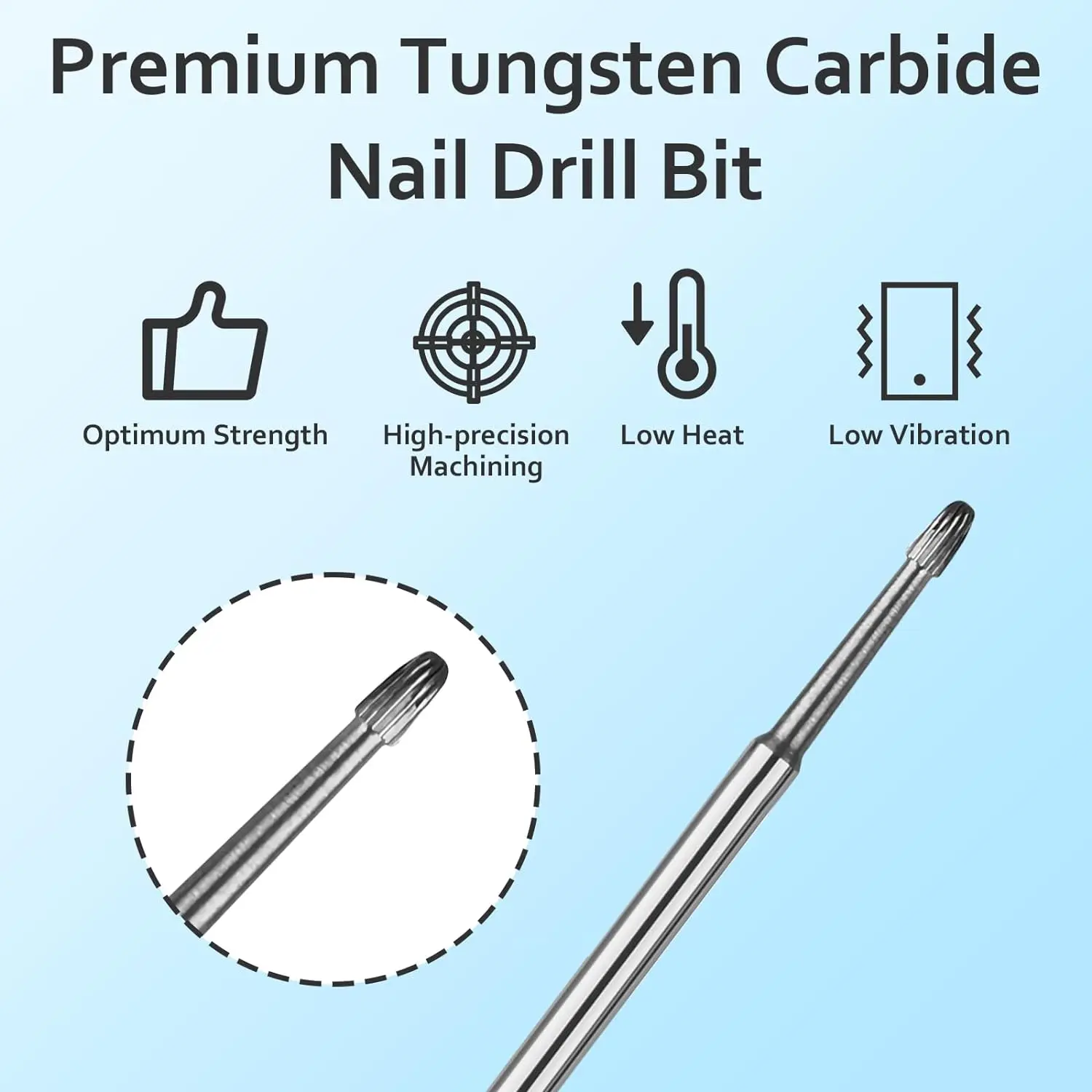 2PCS Tungsten Steel Nail Drill Bits for Electric Manicure Equipment - Dead Skin & Nail Edge Milling Cutters Set