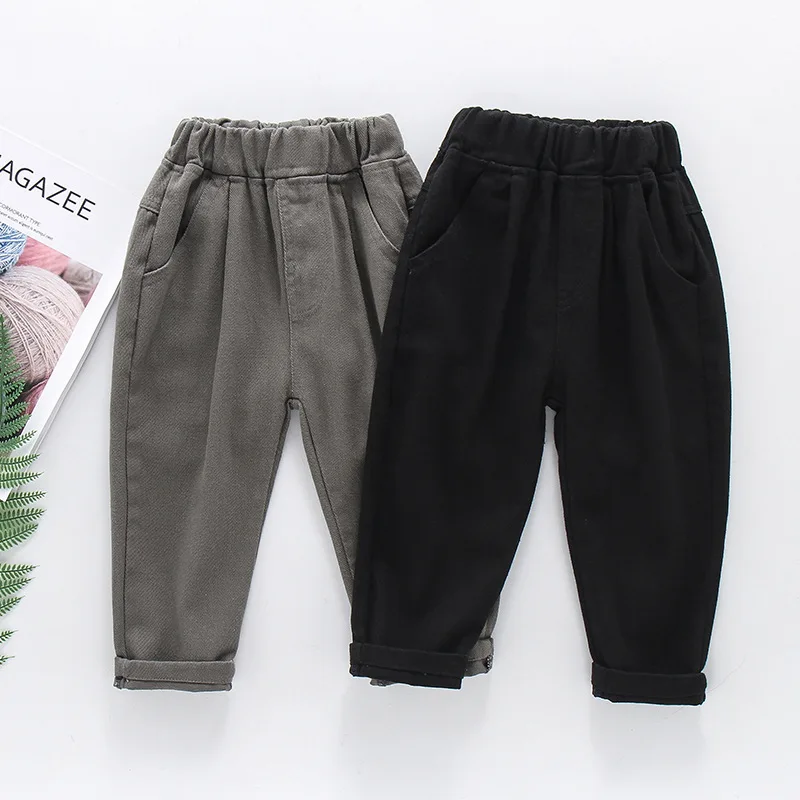 

Toddler Boys Autumn Pant Simple Solid Color Kids Baby Boys Casual Trousers Elastic Waist Cotton Soft 1-6Y Boys Straight-leg Pant