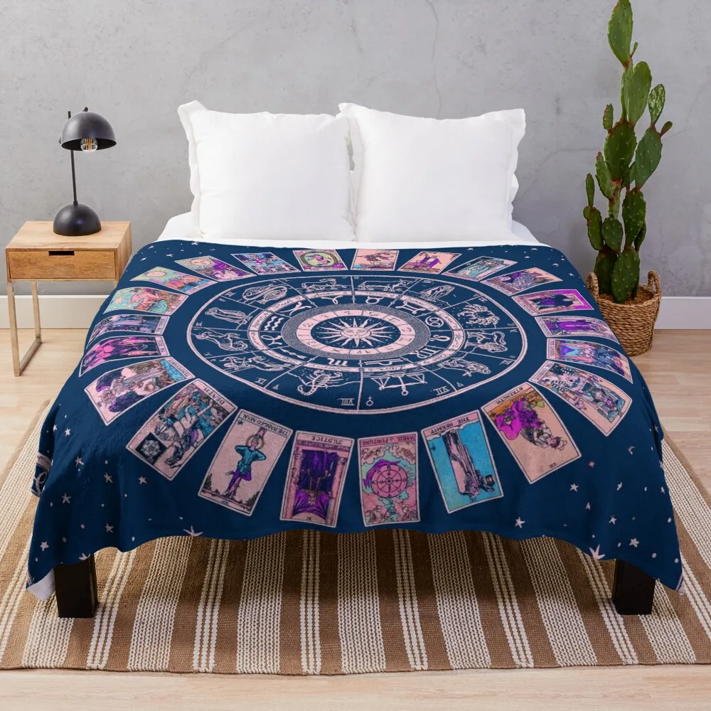 

Pastel Goth Zodiac, Astrology Chart & the Major Arcana Tarot Throw Blanket Vintage Personalized Gift For Baby Soft Big Blankets