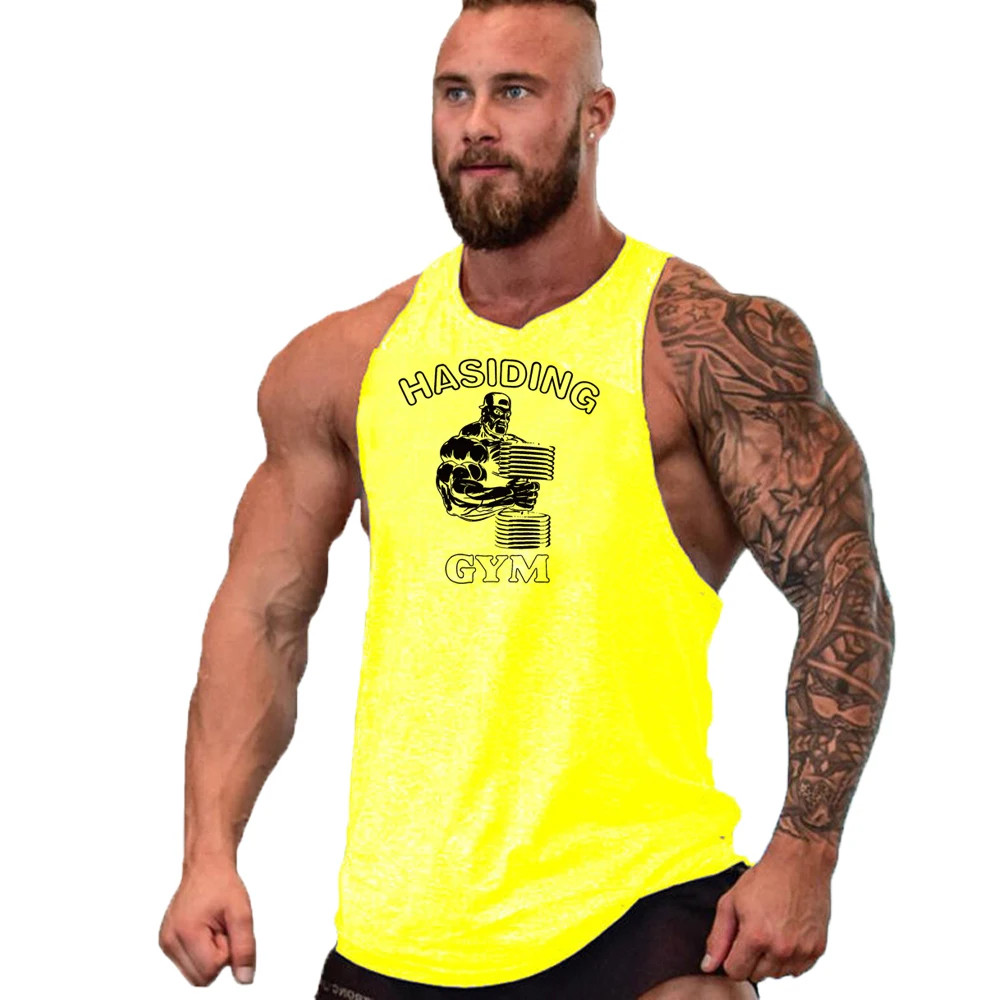 Bodybuilding Bloody Printed Cotton Mens Tank Tops Fitness Stringer shoulder strap gym vest Running Sportwear Tee shirt