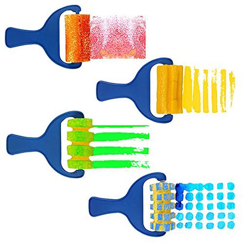 4pcs Sponge Paint Roller Brush DIY Children Painting Brushes Kid Art Craft Painting Tool