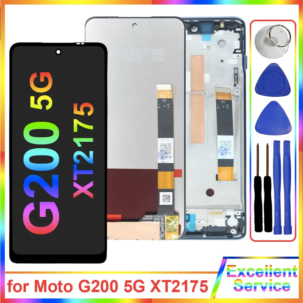 Протестированный ЖК-дисплей для Motorola Moto G200 5G XT2125, замена дигитайзера сенсорного экрана для Motorola Moto G200 5G с рамкой