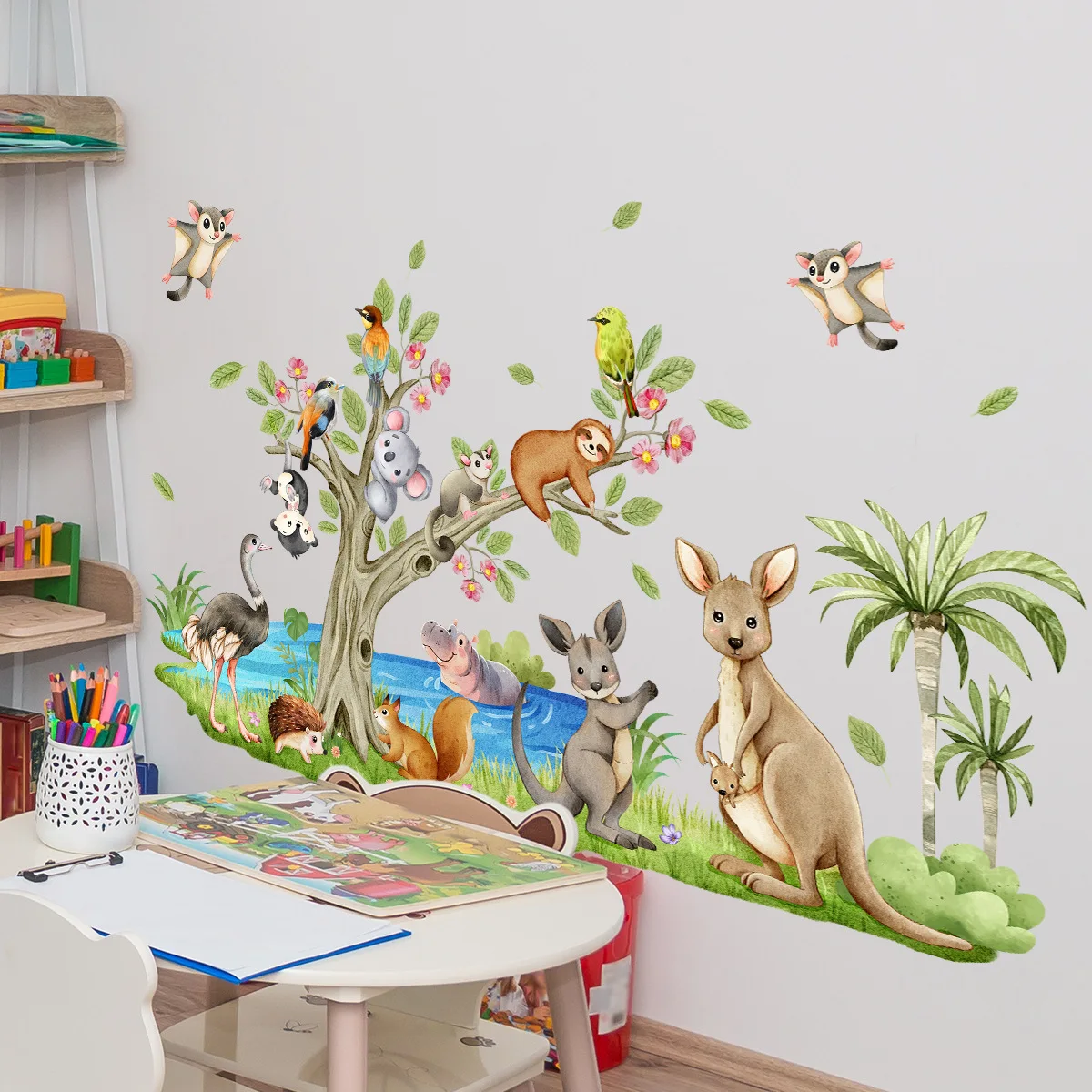 Cartoon Animal Wall Decals- Playful Peel & Stick Stickers for Kids' Room Decor