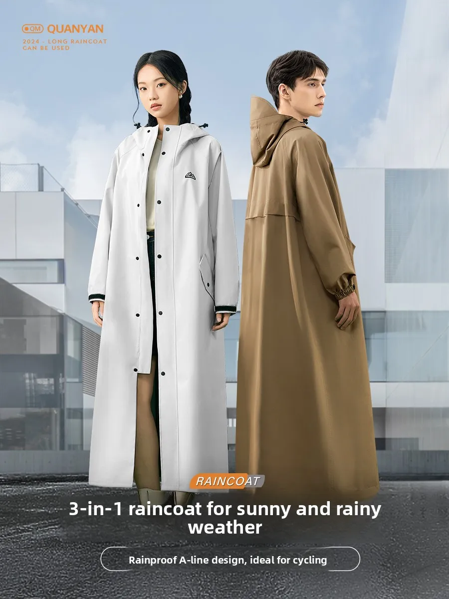 

Утолщенный удлиненный цельный дождевик унисекс для взрослых, специальный для езды на транспорте, полностью водонепроницаемый, ветрозащитный, для велоспорта
