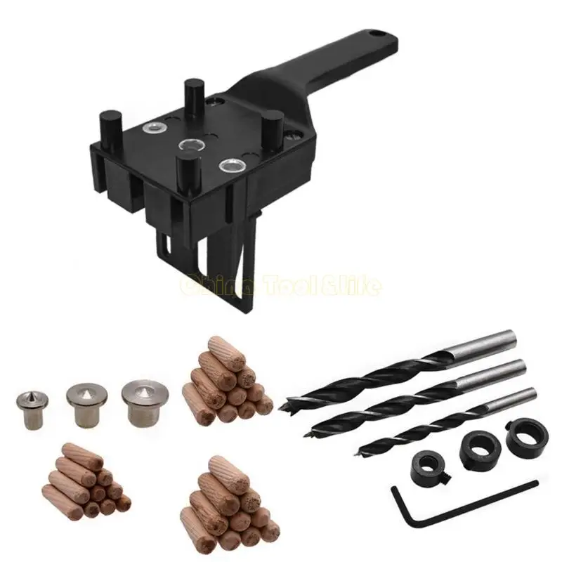 Hướng dẫn khoan 57QF 6/8/10 mm tay cầm tay Jig Jig Dowel Công cụ định vị lỗ thẳng