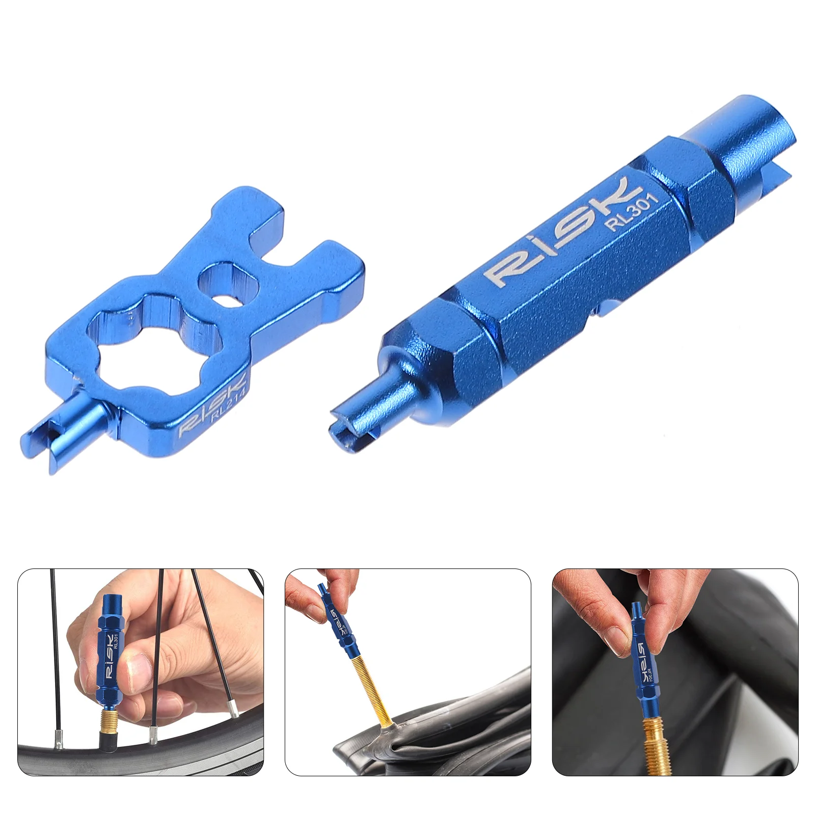 

2 Pcs Gas Nozzle Wrench Bike Core Remover Tool for 53X1cm Repair Disassemble Blue