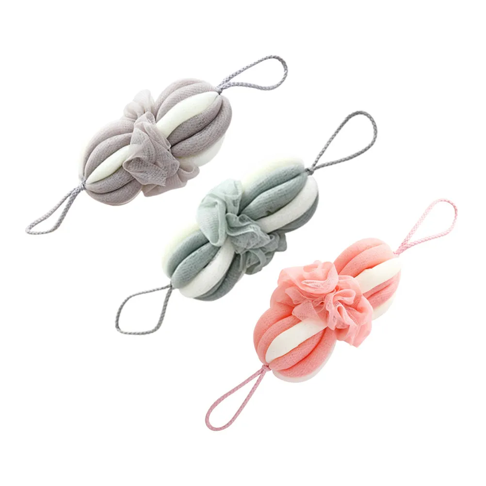 3Pcs Double-Color Shower Bath Ball Nylon Mesh Sponge for Rich Lather Gentle Exfoliation Relaxing Body Cleansing Bathroom