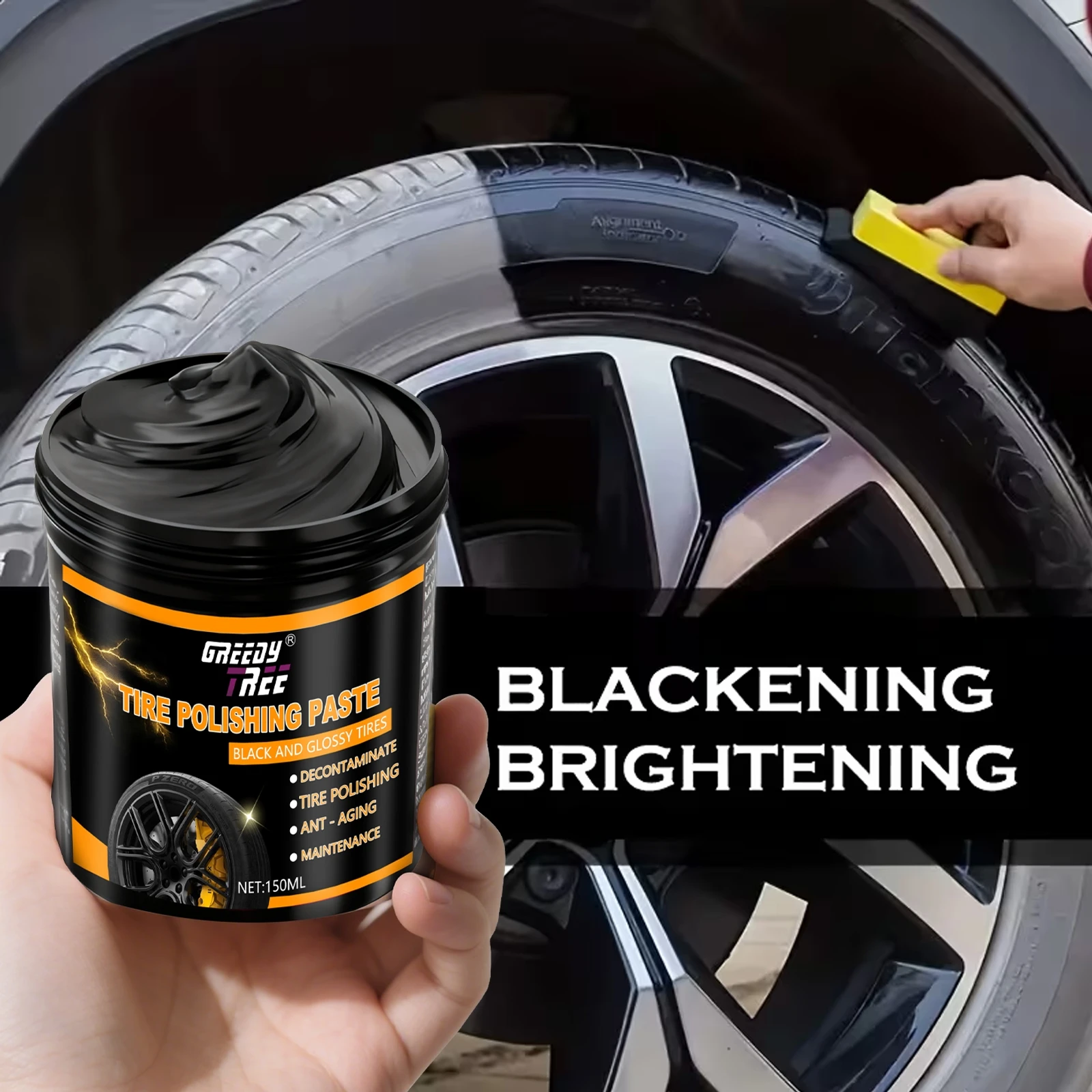 Tire & Plastic Restorer Cream - Deep Black Shine for Faded Tires, Rubber & Plastic Parts | Restore Color, Repair Cracks, Prevent