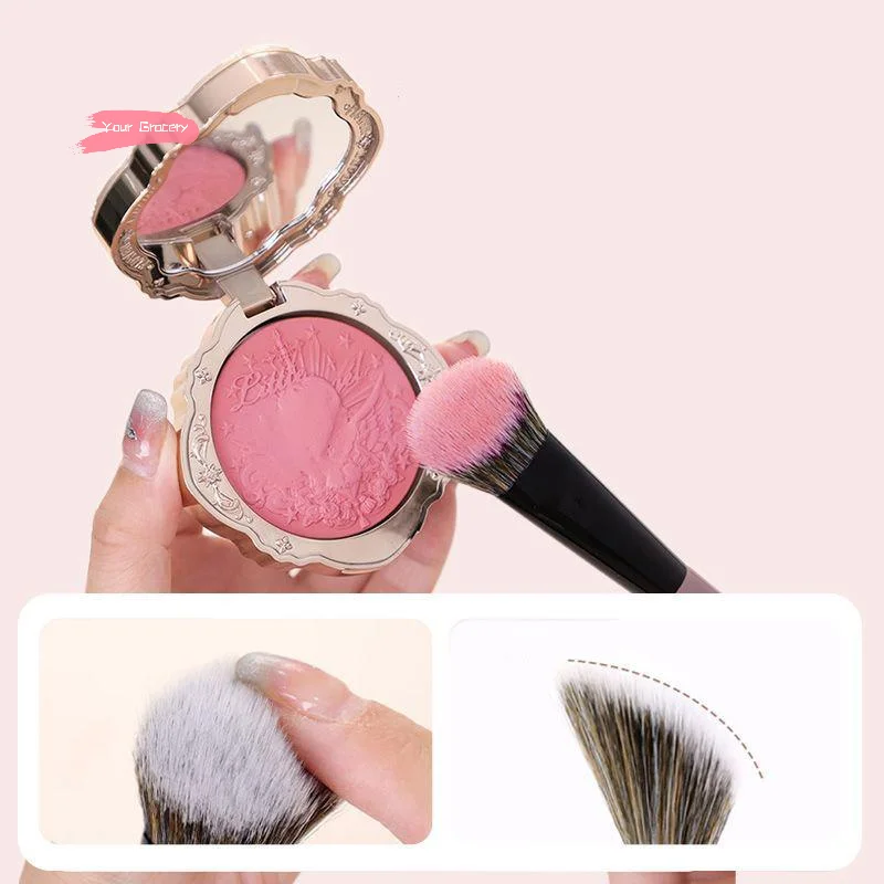 Draagbare blushborstel met zachte haren voor wangen - Cosmetisch hulpmiddel voor dames voor gezichtscontourpoederblush Ideaal voor beginnende meisjes