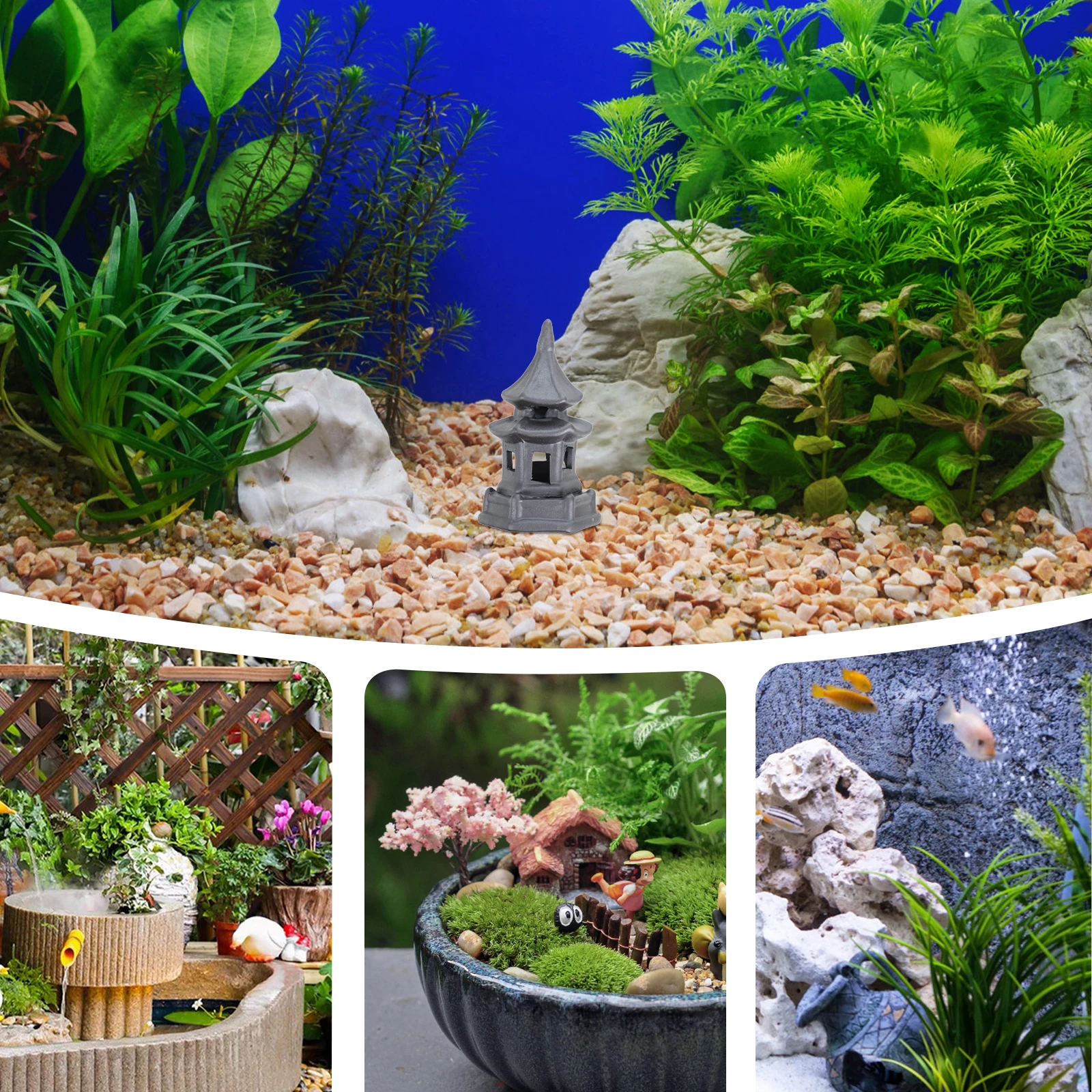 

1Pcs Exquisite Ceramic Mini Tower Landscape Decor Micro Landscape Stone Ornament Flowerpot Decor Garden Decoration