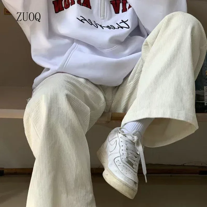 

2025 Winter and Autumn Pink Corduroy Pants Women Casual Sweatpants Female High Waist Straight Loose Super Hot Dropshipping