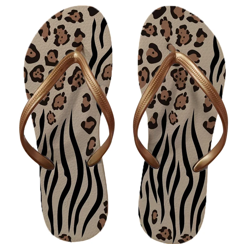 2023 leopard print beach niche versatile  design style trendy women\'s non-slip wear-resistant breathable comfortable flip-flops