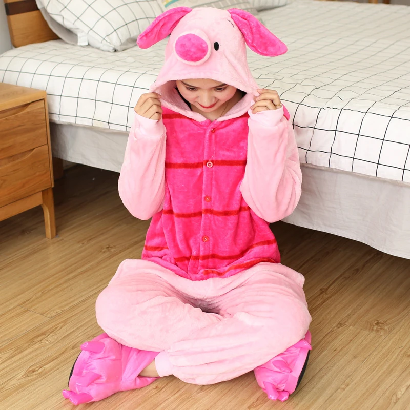 Adults Kids Piglet Onesie Soft Long Sleeves Pajamas Home Clothes Women Men Anime Cosplay Costumes For Christmas Halloween Party image 2