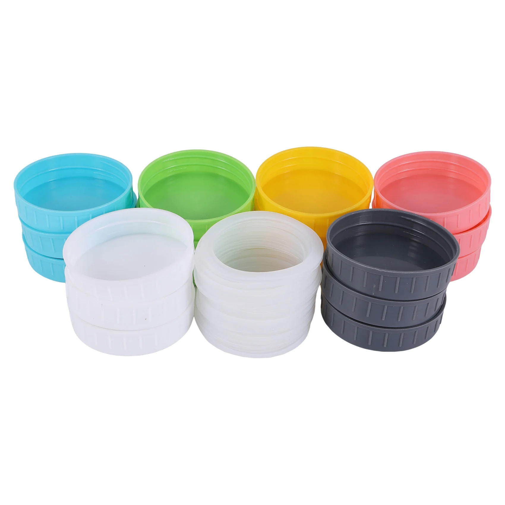 18Pcs Plastic Regular Mouth Jar Lids for Ball, Kerr and More with Rings - Colored Plastic Storage Cap