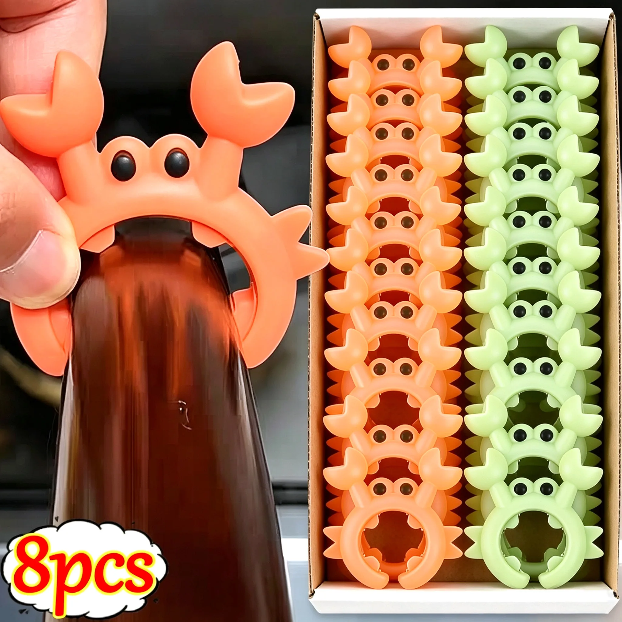 8/1Pcs Spatula Rack Crab Shaped Silicone Anti Scalding Cooking Pot Clip Boil Over Spill Stopper Pot Adjustable Utensil Holder