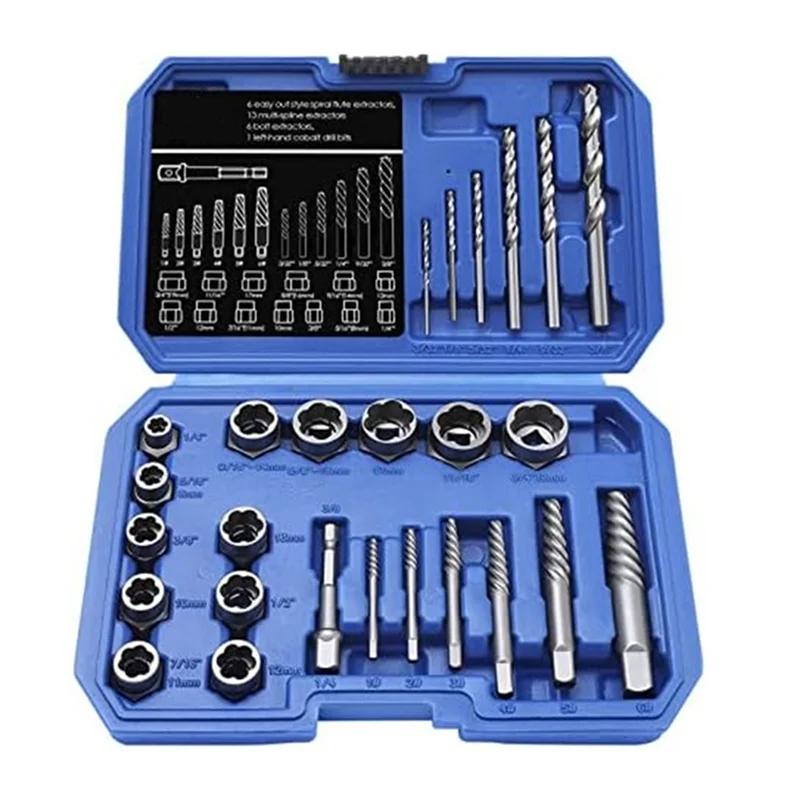 

[NEWA08R】 Screws & Bolts Extractor Set Drill Bit With Hex Adapter, Out Broken Lug Nut Extractor Stripped Screw Remover Set