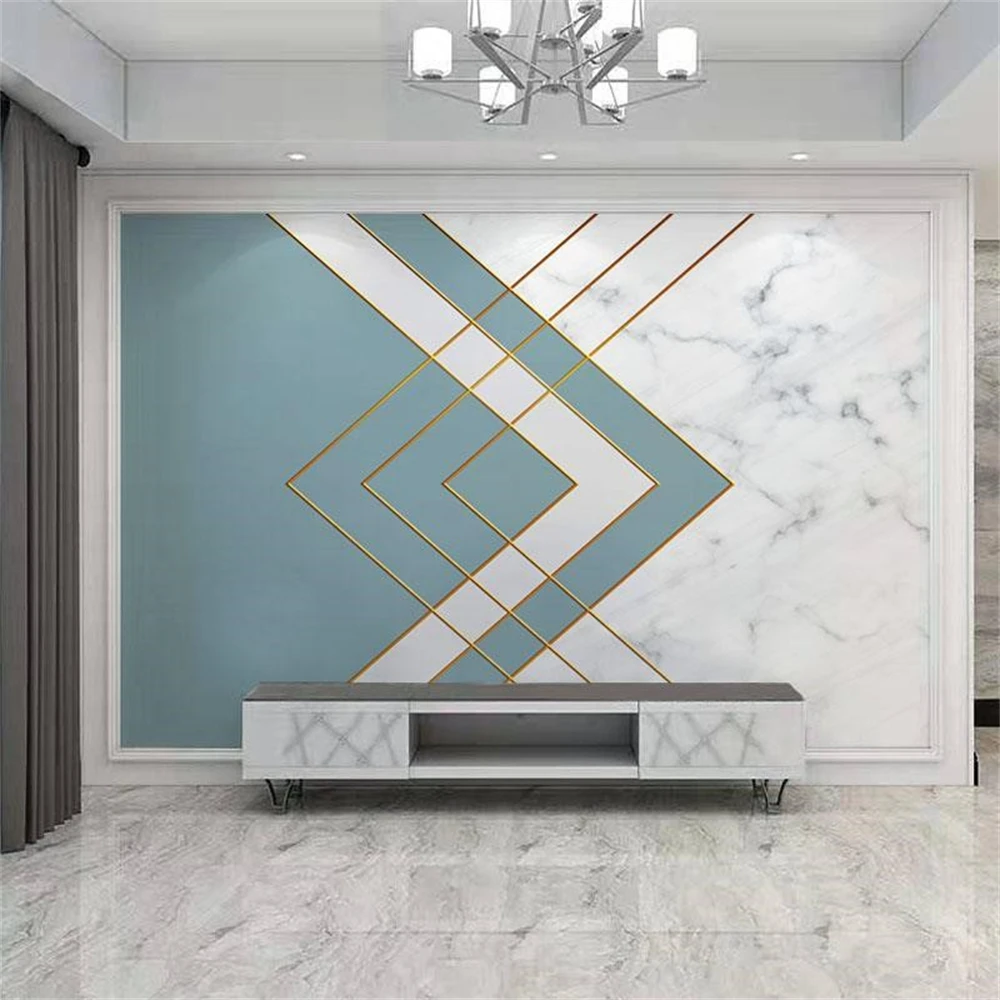Custom marble wallpaper for living room bedroom sofa background mural wallpaper for wall papers home room decor triangle sticker